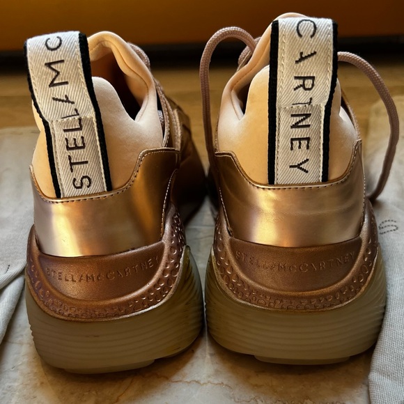 STELLA MCCARTNEY Metallic Rose Gold Faux Leather Eclypse Sneakers - Size IT 39 - Picture 3 of 11